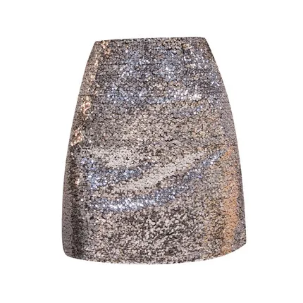 TingYiLi Sequin Skirt Black White Gold Short A-line Spring Summer High Waist Sexy Mini Skirts Womens | Женская одежда