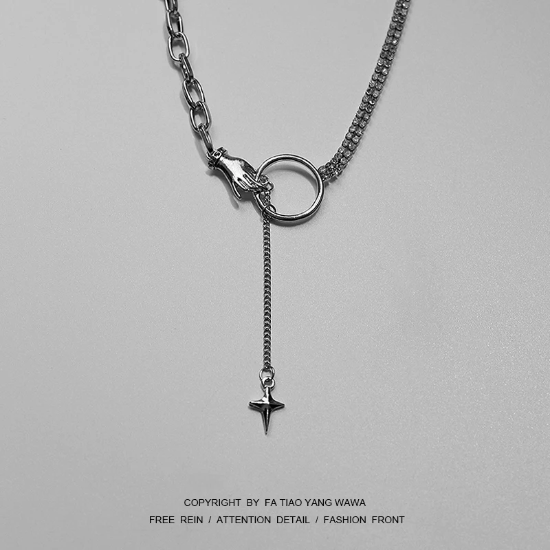 

The new sense of contracted design circle cross necklace female ins set auger collarbone chain fashion and personality