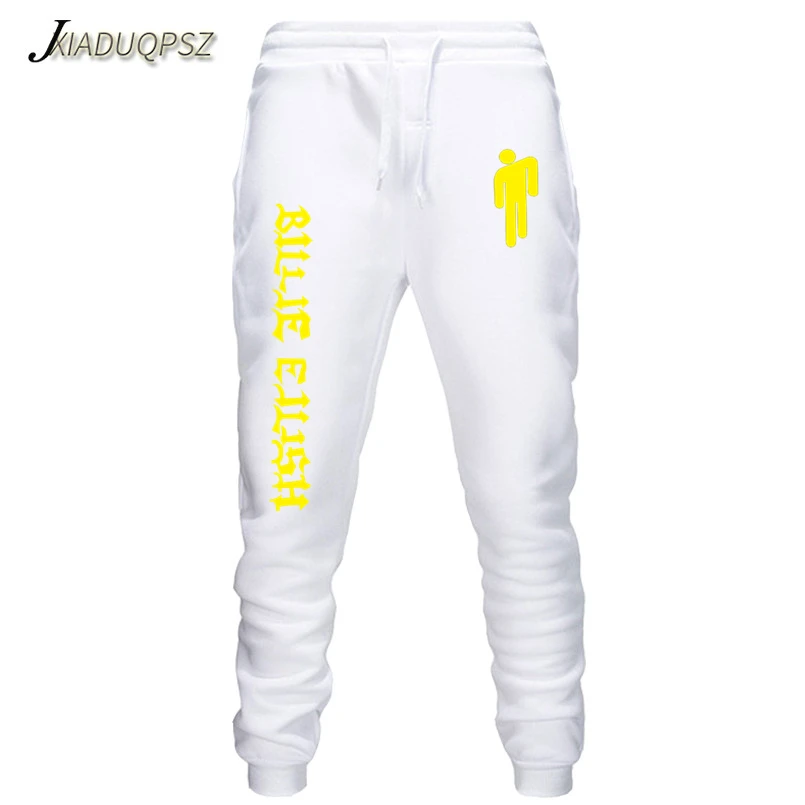 WM62-63 White Billie Eilish модные брюки с принтом женские/мужские спортивные штаны для фитнеса горячая Распродажа повседневные трендовые обтягивающие брюки для бега - Цвет: WM62-63 White