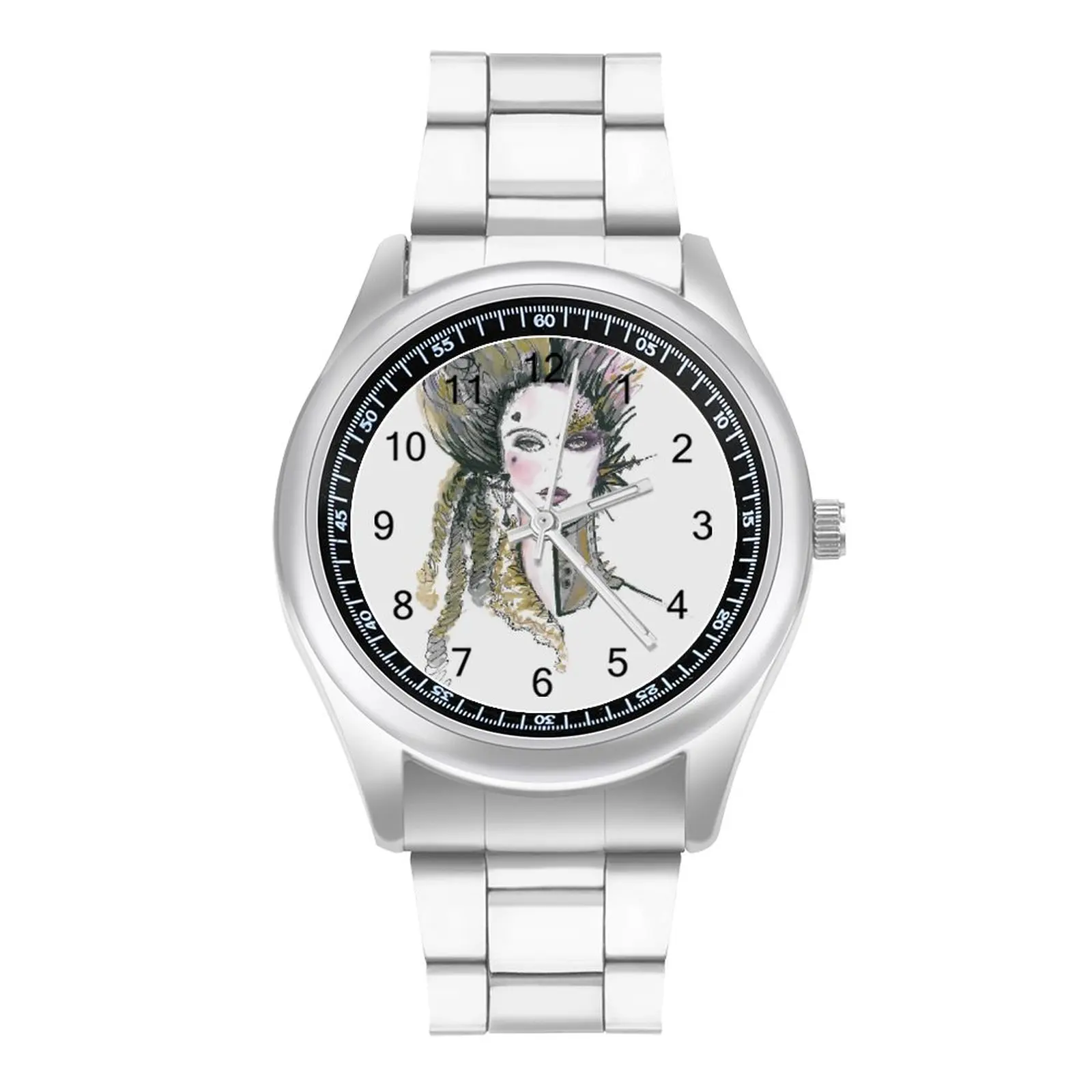 

Punk Quartz Watch Home Round Wrist Watch Steel Photo High Class Girl Wristwatch