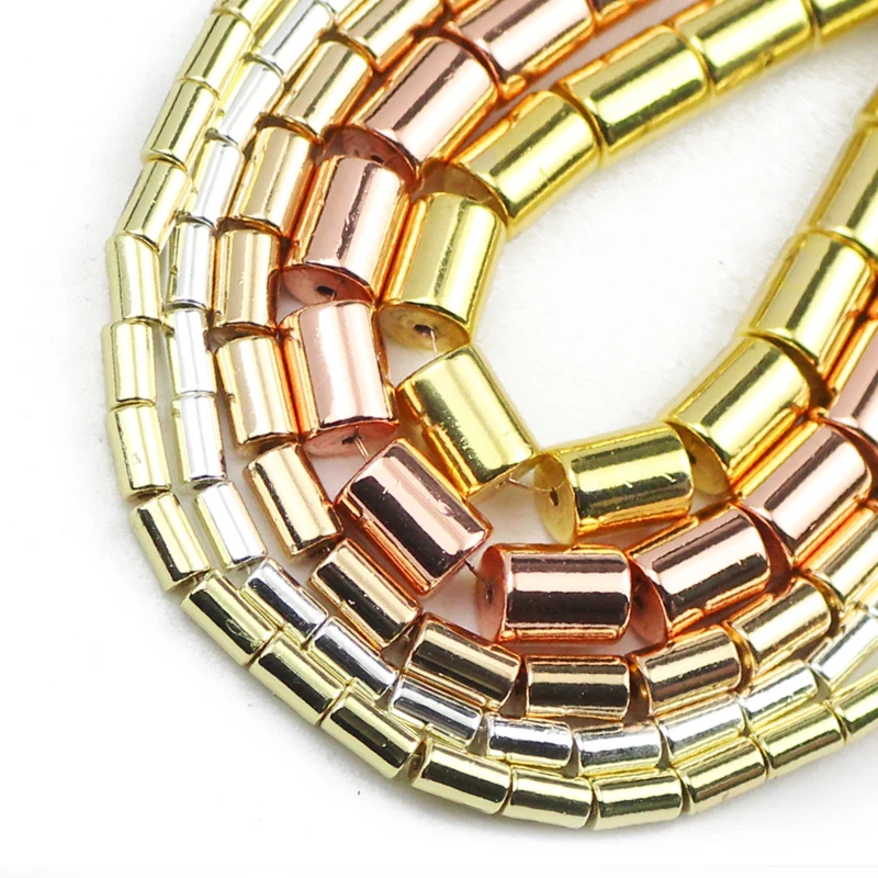 

Rose Gold Color Cylinder Hematite Natural Stone Round Spacer Loose Beads For Jewelry Making Diy Bracelet Accessories 1/2/4/6MM