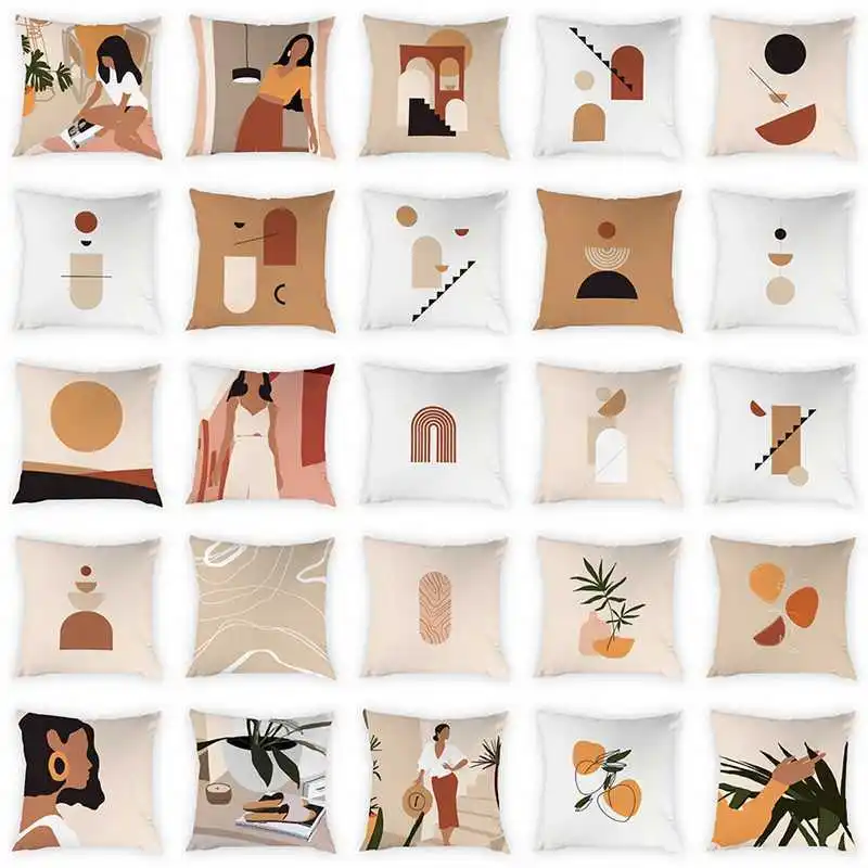 

Women Home Life Pattern Cushion Cover Cartoon Women Pillow Case Home Decoration Peach Skin Pillow Case 45*45cm