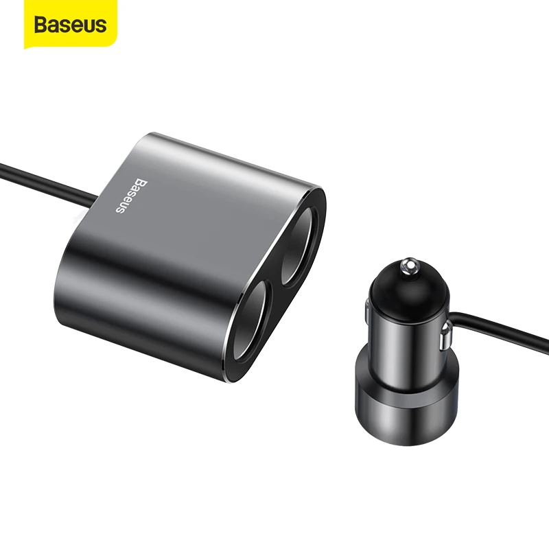 Автомобильное зарядное устройство Baseus Dual USB 3.1A, больше зарядных портов, гнезда для сигарет, разветвитель 100 Вт, быстрое зарядное устройство для Huawei, для iP - изображение