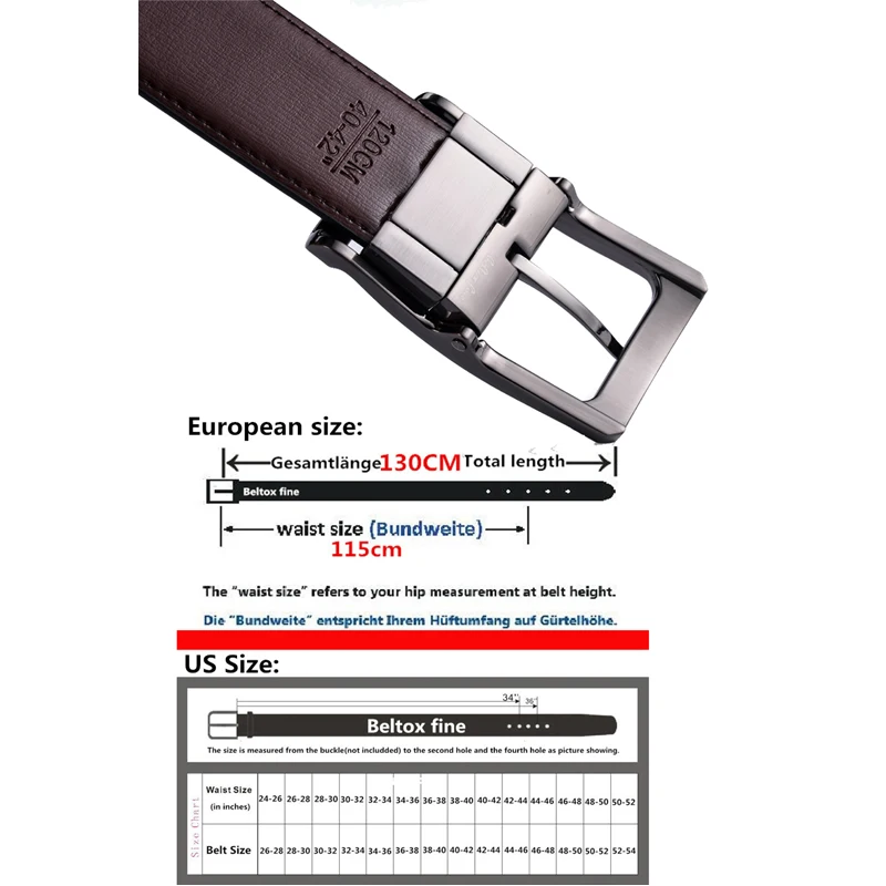 

Men's Leather Reversible Belt 3.4cm Width Casual Dress One for 2 Colors