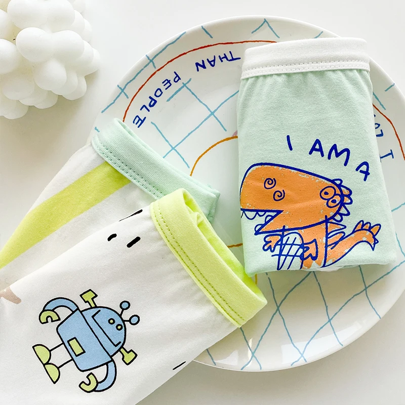 3 шт./лот Трусы шортики для мальчиков хлопок крaсивoe дeтскoe нижнee бeльё малышей с