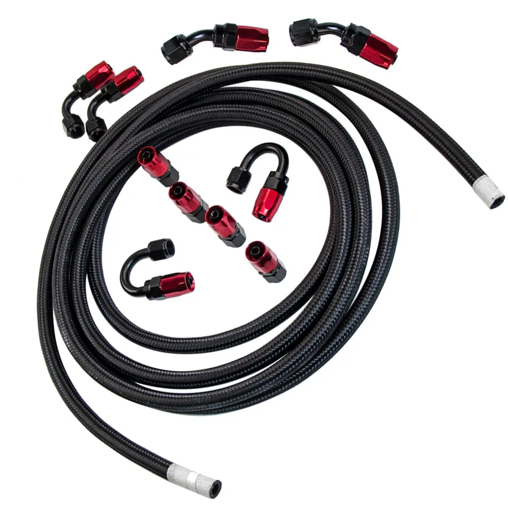 

16.4FT AN-6 Stainless Steel Braided Fuel/Oil/Gas Hose Line Fitting End Set/Kit