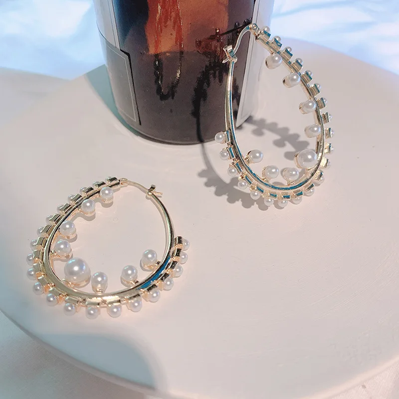 MWsonya новинка модные ручной работы имитация жемчуга большие серьги кольца для