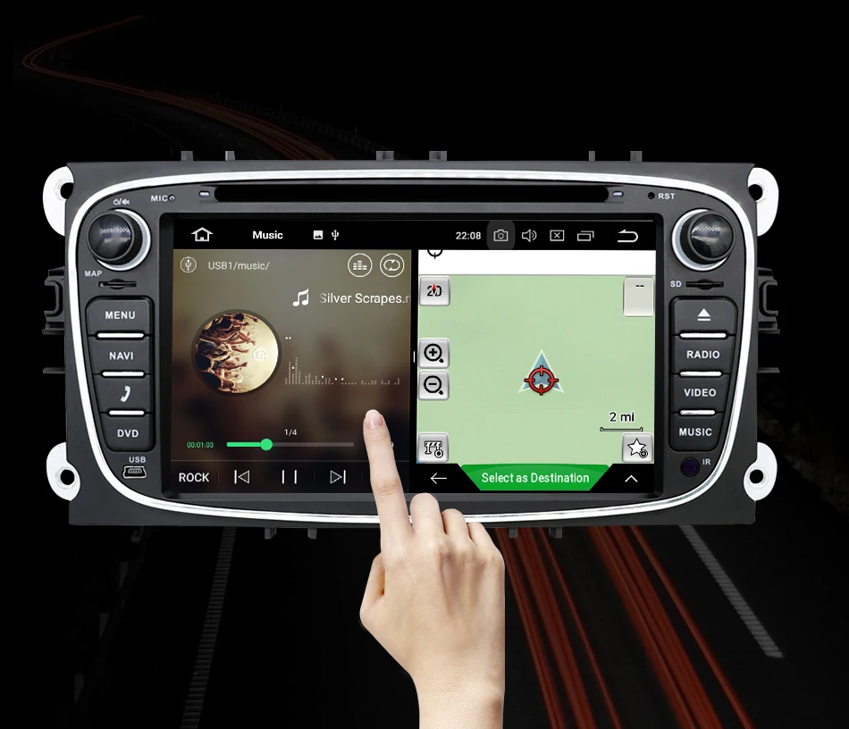 Eunavi 2 din Android 9 автомобильный DVD мультимедийный плеер gps для FORD Focus Mondeo S-MAX C-MAX Galaxy 4G 64G TDA7851 ips авто радио fm