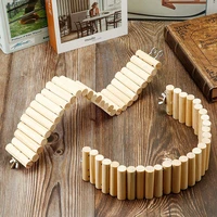 wooden pet birds arch bridge animal bendable ladder with hook hamster parrot boardwalk parrot toy stairs ladder