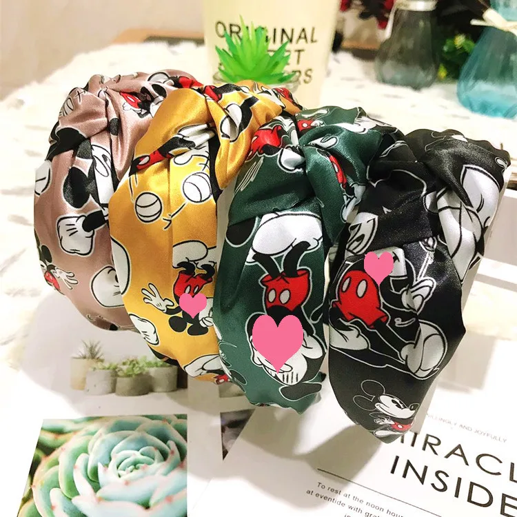 Disney explosion wide-edge Mickey knotted headband cartoon cute fresh high-grade silk fabric hair accessories female | Игрушки и хобби