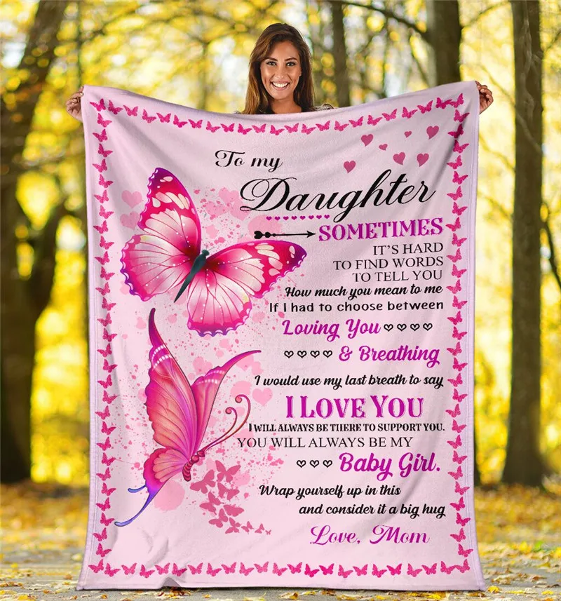 

Premium Blanket To My Daughter I Love You Fleece Love Flannel Throw Blanket Cozy Soft Plush Quilt Blanket Customized HANW88