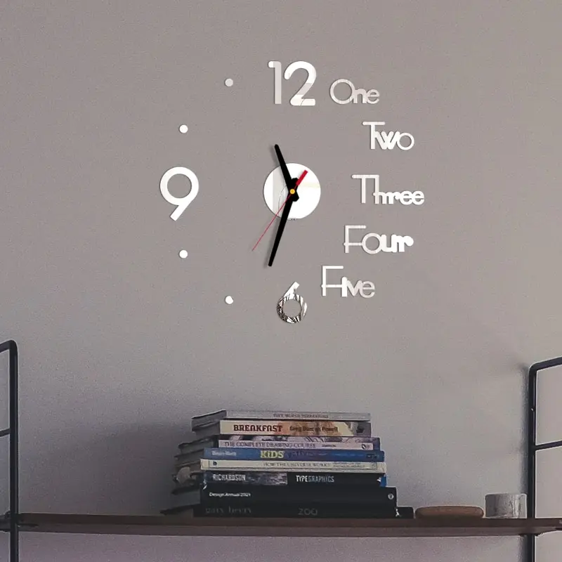 

1Pc New 3D European Styles Creative Acrylic Creative DIY Wall Clock DIY Clock Mute Wall Sticker Living Room Clock Decorations