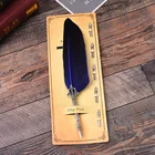 Многоцветная ручка-перо в стиле ретро, с косой ручкой + 5 перьев Nibst, в подарок, принадлежности для письма, офисные и школьные принадлежности