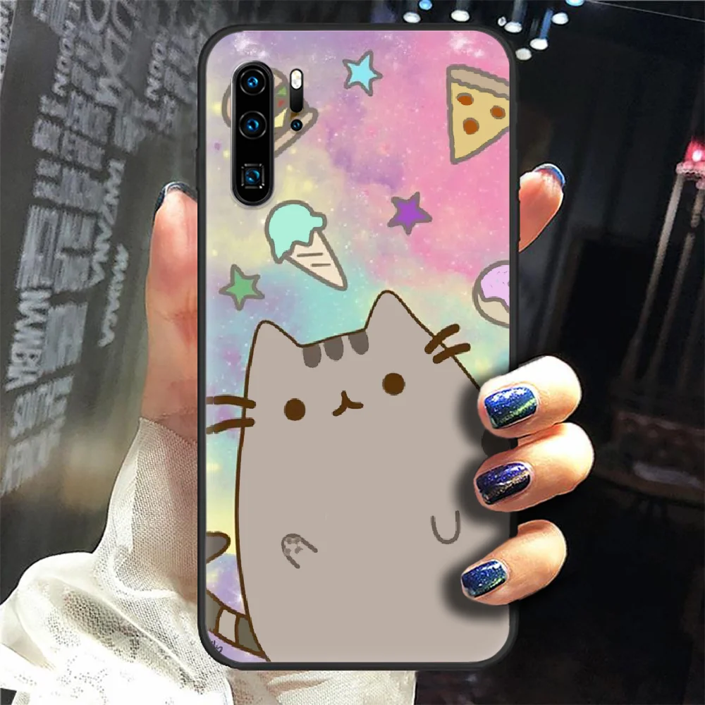 

Pusheen Cat Cartoon Phone Case Cover Hull For Huawei P8 P9 P10 P20 P30 P40 Lite Pro Plus Smart Z 2019 black Shell Trend Back