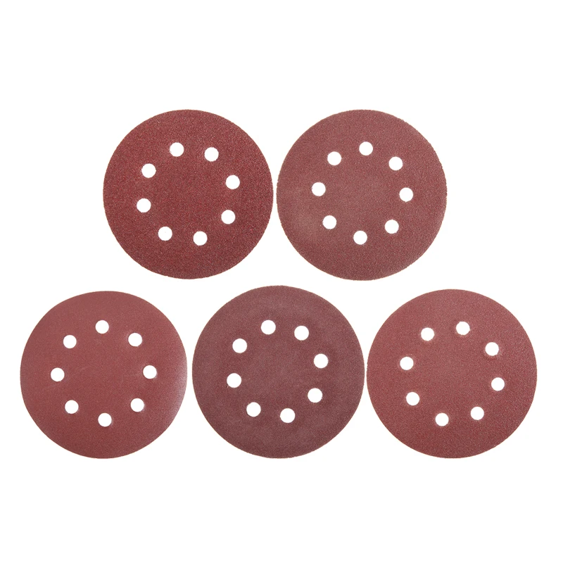 125Pcs125mm шлифовальные диски бумаги 60 80 100 120 240 зернистости подушечки крюк и петля