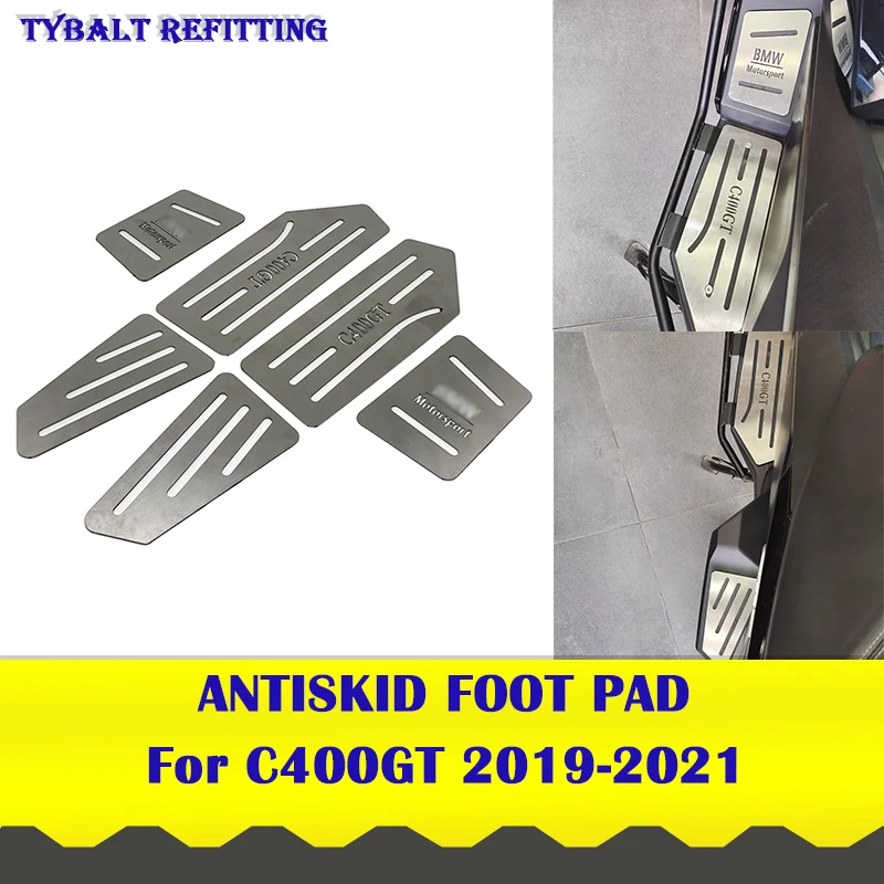 

Drawing Surface Stainless Steel Antiskid Foot Pad And Antiskid Foot Pedal For BMW C400GT 2019 2020 2021 Motorcycle Accessories