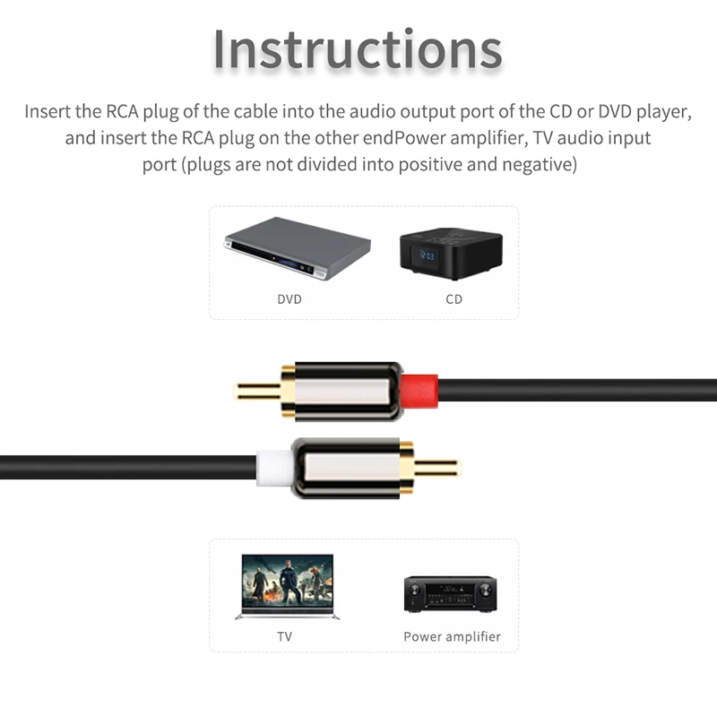 Аудио-разветвитель со штекером на штекер 2 RCA 2RCA Звуковой адаптер для усилителя