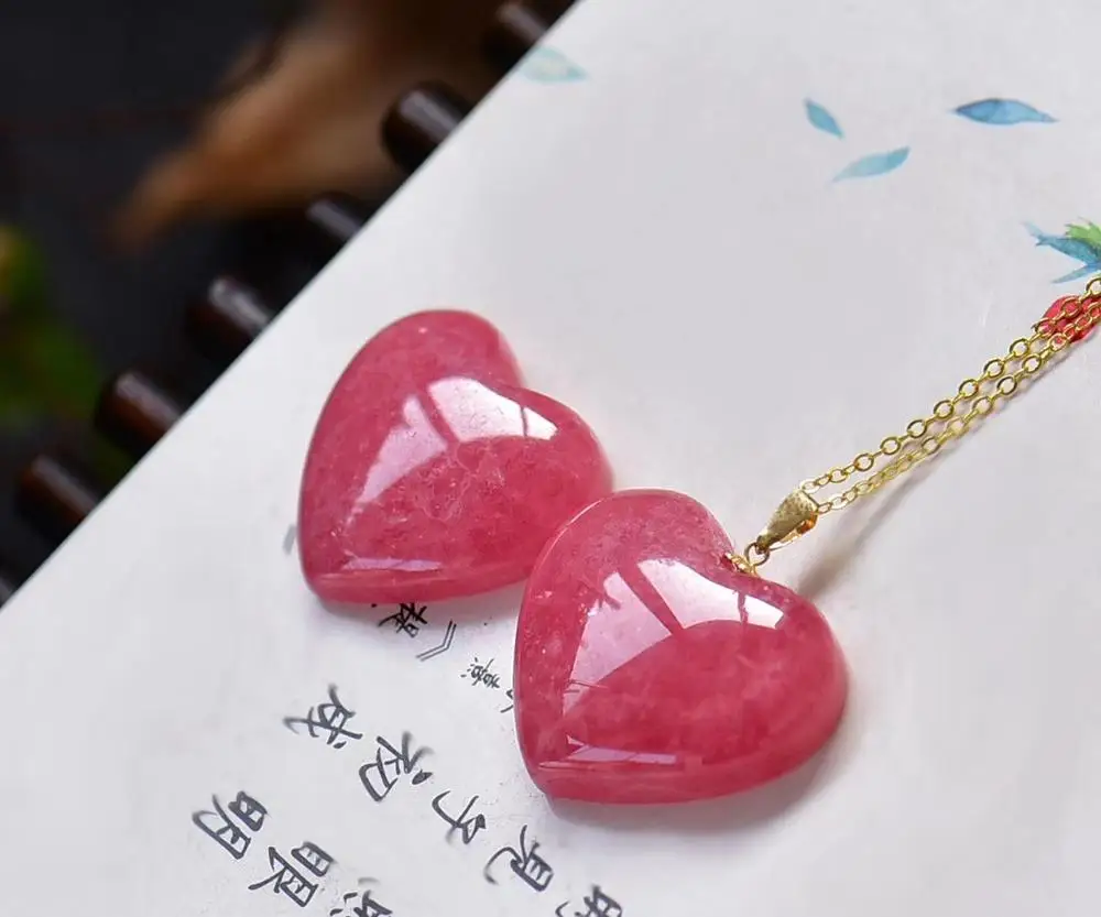 Ледяной красный ожерелье из родохрозита натуральный ледяной с подвеской 26x23x8 мм