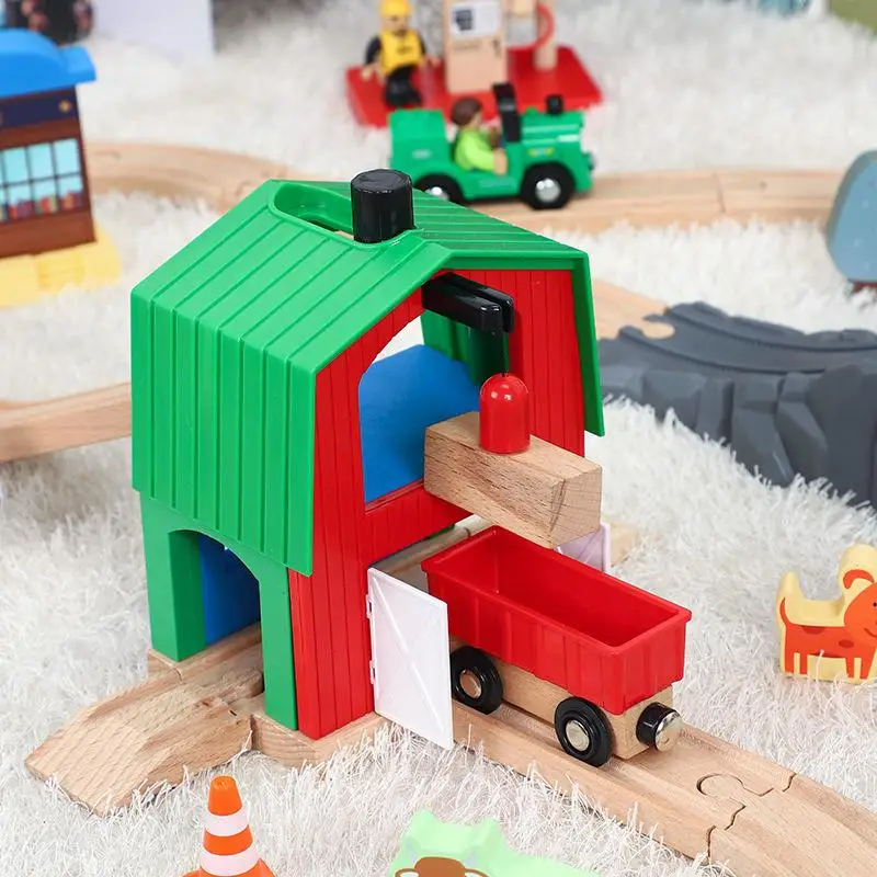 Набор железнодорожных треков для детей деревянный пазл железной дороги игрушки