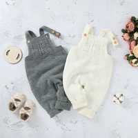 2021 0 24m infant baby girl boy jumpsuit knited tops sleevless solid backless romper winter autumn overalls one piece