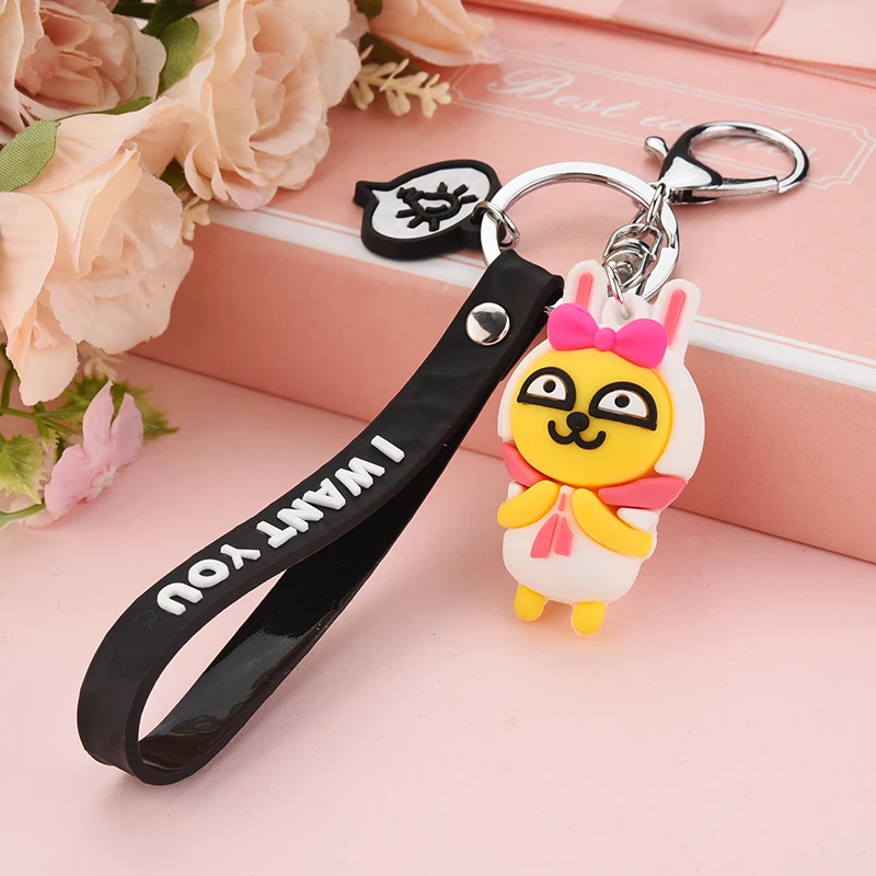 Модный брелок для ключей с изображением собаки утки кролик в виде животных