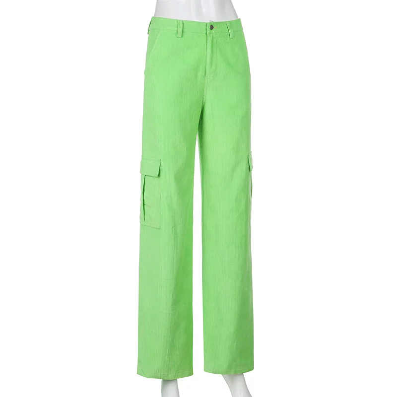 

Mandylandy Women Fashion Corduroy Pants High Waist Solid Color Pocket Casual Pants Harem Loose Trousers