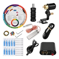 bellylady black starter tattoo machine practice kit accessories rubber band needle pad color wheel hook line set