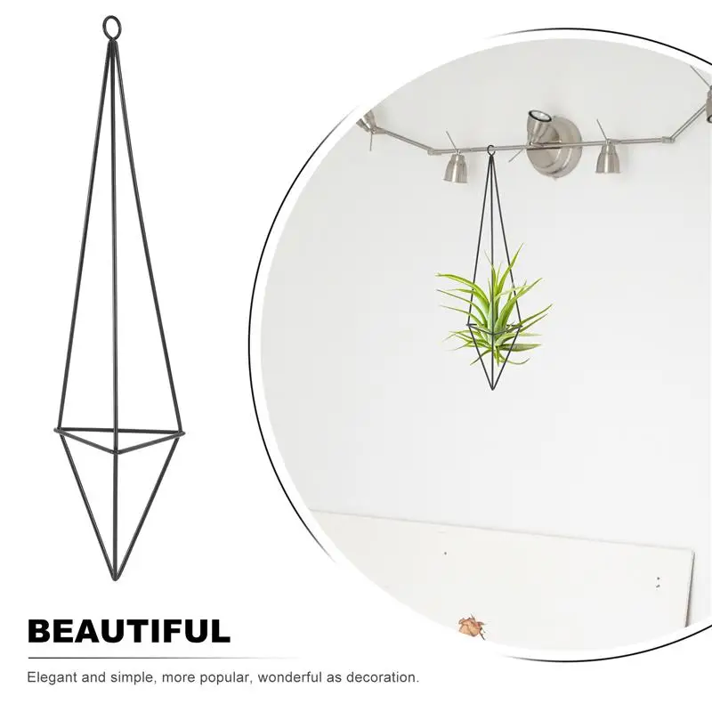 

1pc Metal Hanging Flower Rack Wall Ornament Plant Display Rack for Home (Black)