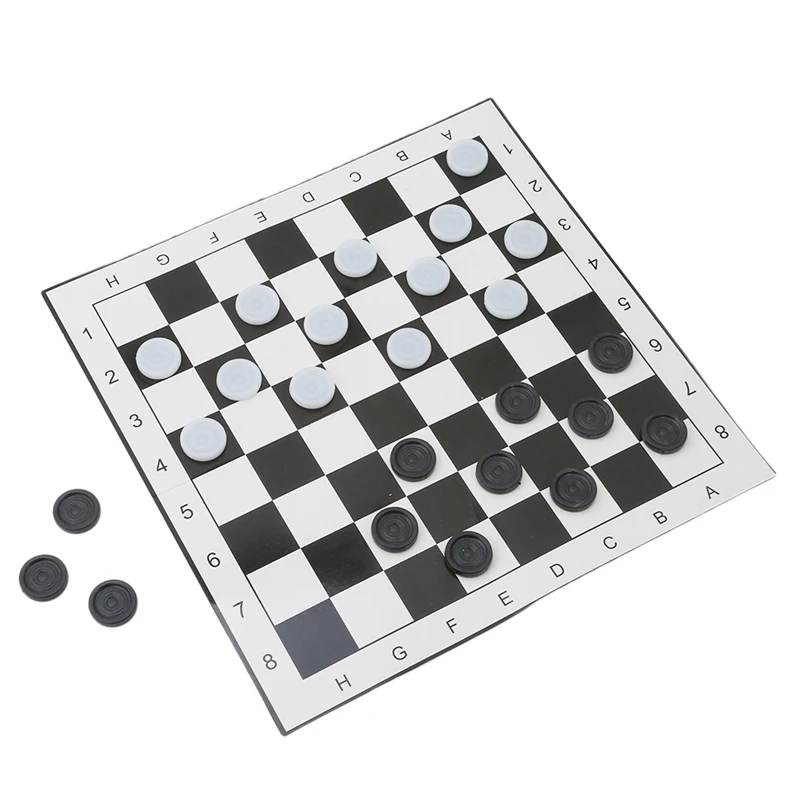 

Kids Adults Checker Durable Folded Plastic Collapsible Draughts Checkers Chess Checkers Set