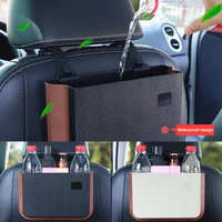 upgraded car trash can seatback organizer expandable waterproof hanging back seat trash bin storage bag headrest intallation