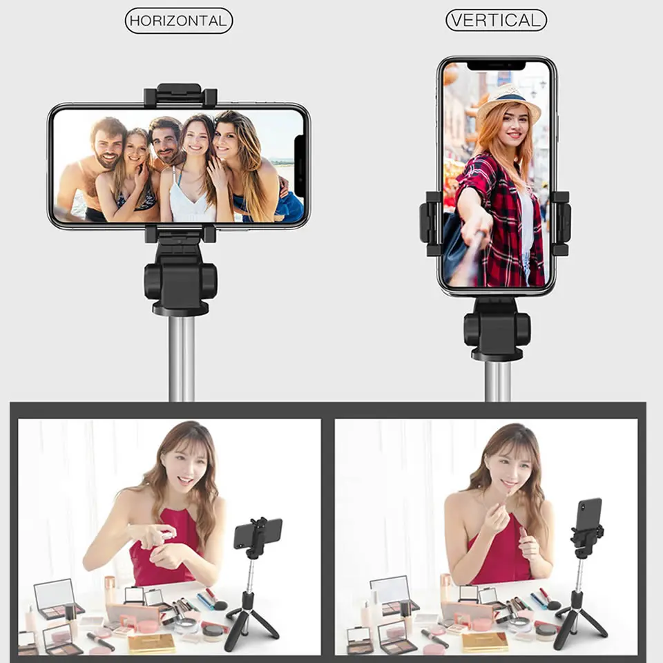 Universal 3 in 1 Wireless Bluetooth Selfie Stick Extendable Monopod Foldable Tripod With Remote Phone holder For Ios Android | Электроника