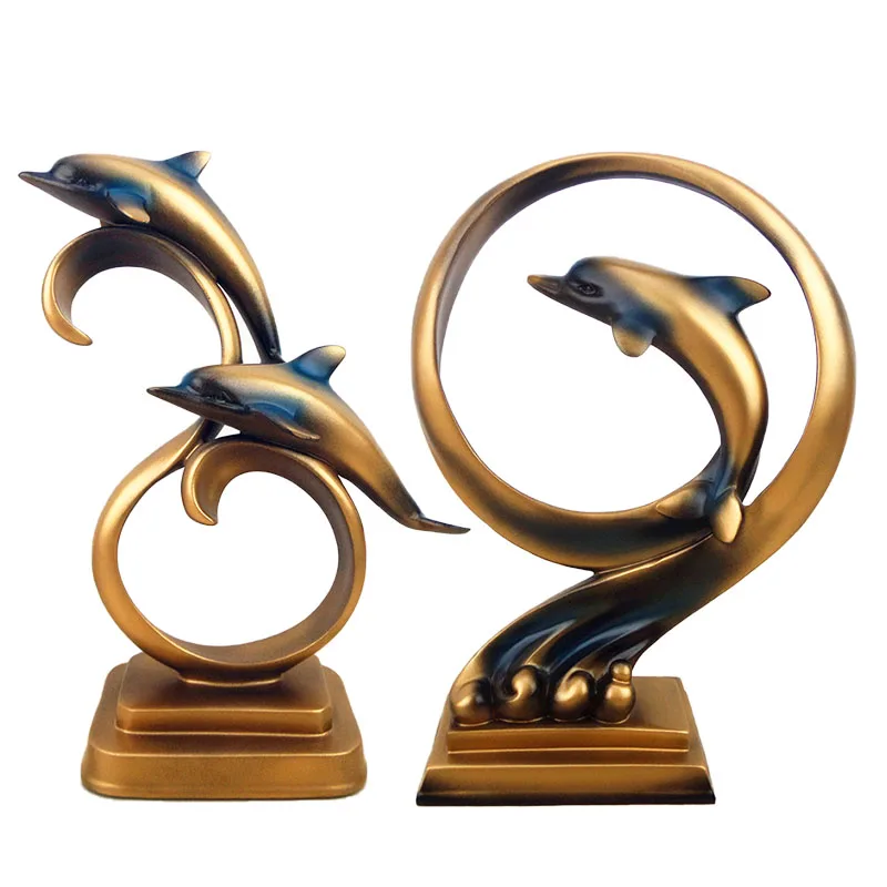 

Creative ResinDolphin Figurines Home Decorations Crafts European Modern Figurines Love Crafts Desktop Display Furnishings Gifts