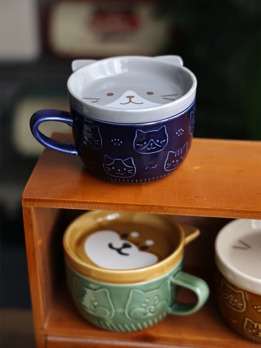 Симпатичная кружка в виде кошки Шиба-ину с крышкой персонализированные