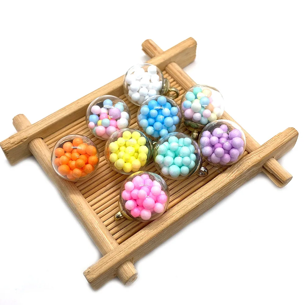 

Glass Ball Shape Colorful Sponge Ball Pendant Can Make 5 Pieces of Fashion Jewelry Earring Accessories Exquisite Gifts Wholesale