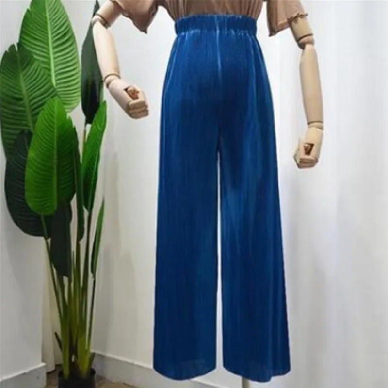 Женские золотые бархатные широкие брюки одноцветные повседневные свободные