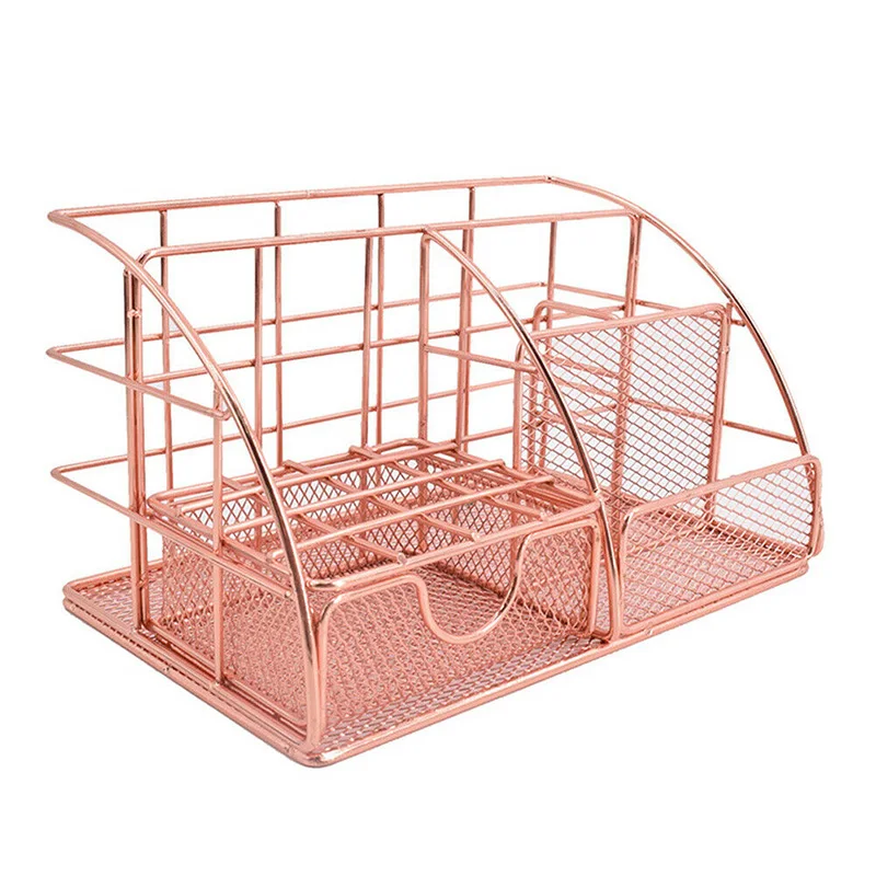 

New Hot Fashion Metal Desktop Holder Office Storage Box Pencil Pen Desk Mesh Organizer USJ99