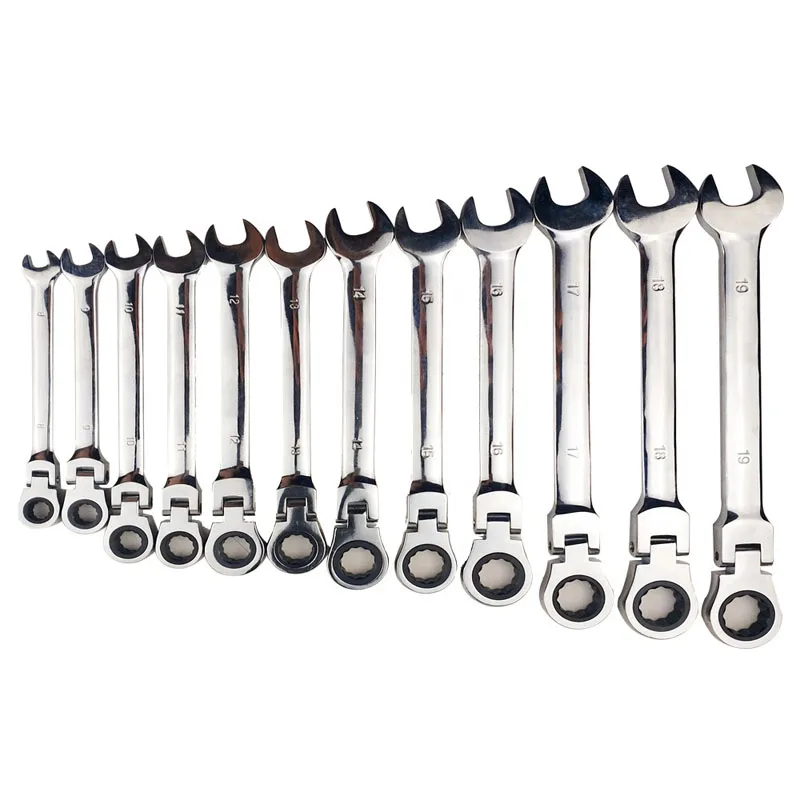 

6-24mm Flexible Head Ratchet Spanner Combination Wrench A Set Of Keys Gear Ring Wrench Ratchet Handle Tools Chrome Vanadium 38A