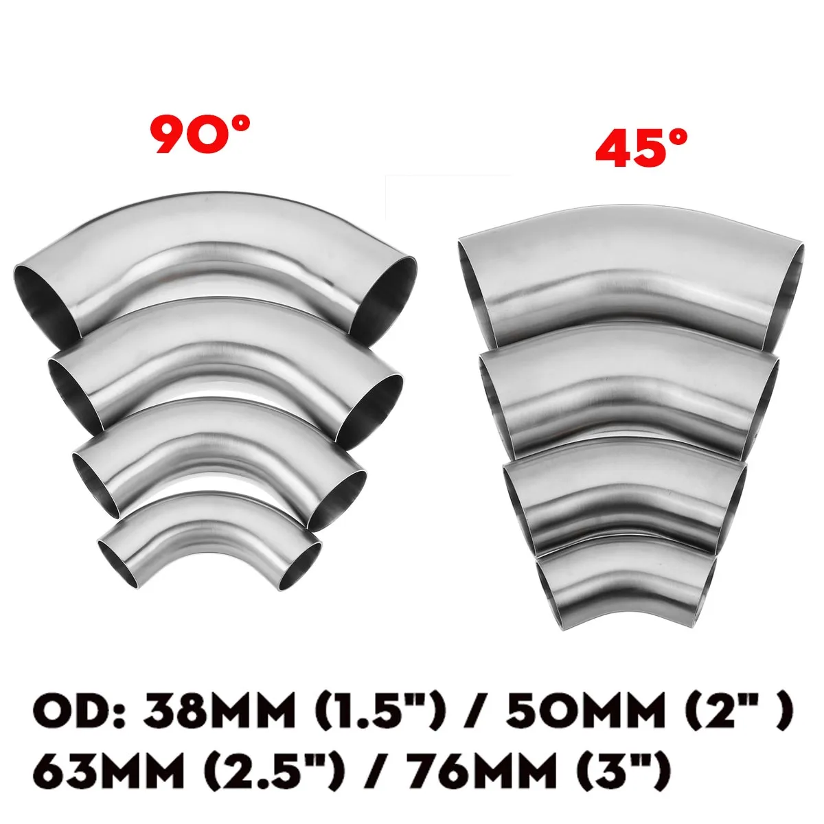 Универсальный глушитель из нержавеющей стали для выхлопной трубы 38/50/63/76 мм 45/90
