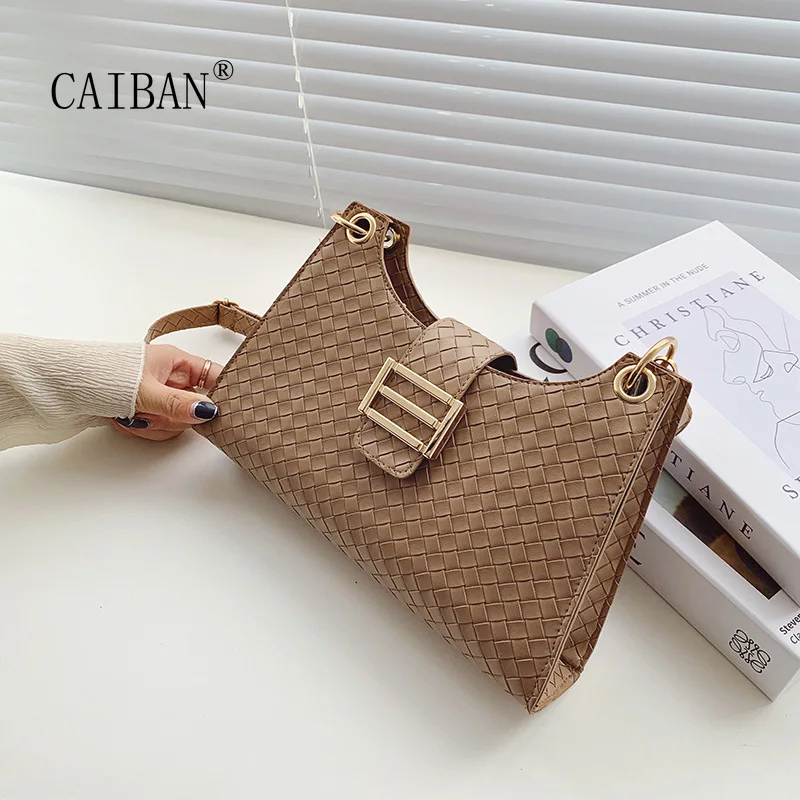 

2021 Spring New Women's Bag, Shoulder Bag, Woven Texture, Rhombus Lock, Shoulder Messenger Bag, Small Square Bag Purses Bags