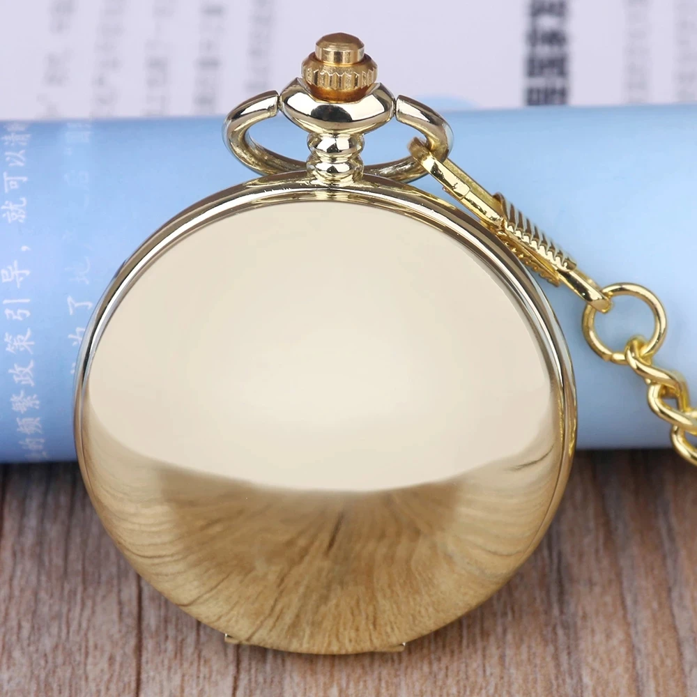 Vintage Golden Pocket&Fob Watches Full Double Hunter Mechanical Pocket Watches Engraved Men Women Pocket Watch Chain