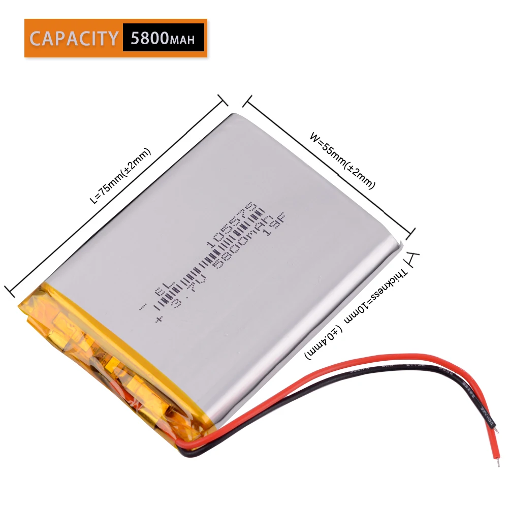 3 7 V 5800mAh 105575 полимер литий-Липо аккумуляторная батарея для GPS PSP DVD PAD Электронная