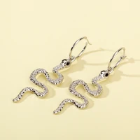 shiny full rhinestone snake big dangle earings women fashion jewelry luxury party dress statement earrings accessories