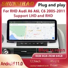 Автомобильный радиоприемник ShunSihao Qualcomm, GPS-навигация, Авторадио для 12,3 дюймов RHD A6 A6L C6 2005-2011 Blu-ray видеоплеер carplay Android 11