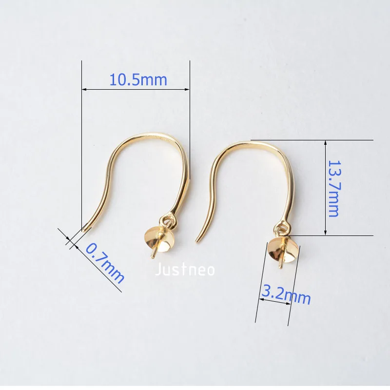 Серьги-Крючки из 18-каратного золота с шапочками бисера Eyepin однотонные жемчужные