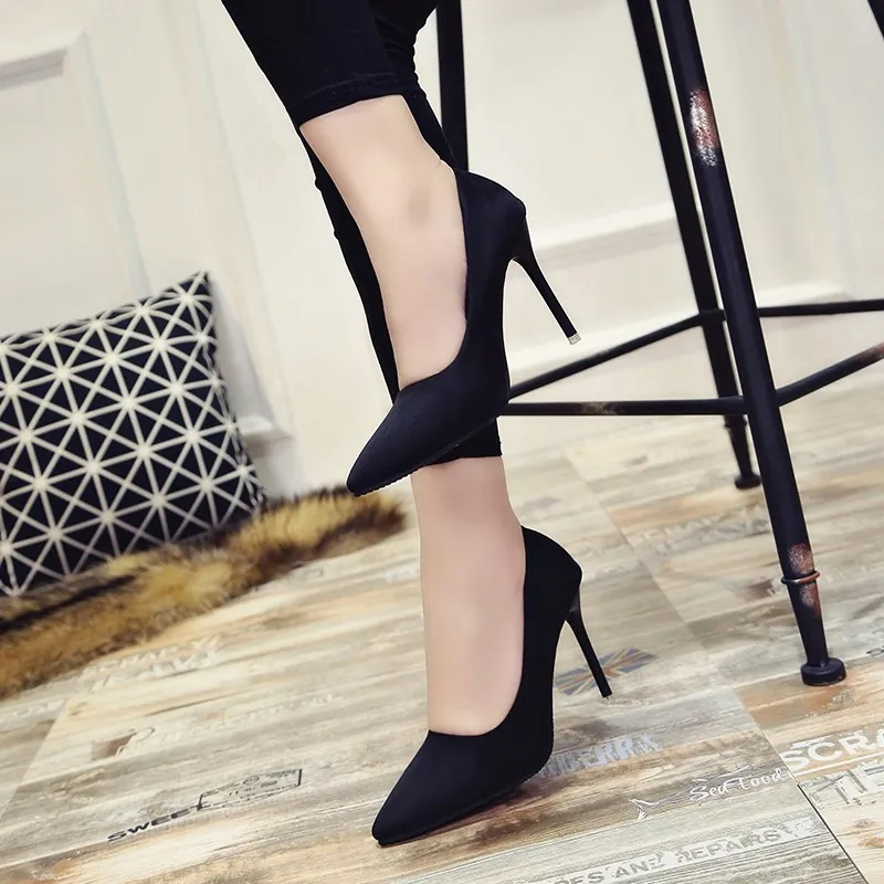 

Spring and autumn new ladies black summer high heel stiletto pointed shoes wild sexy shallow mouth women's shoes