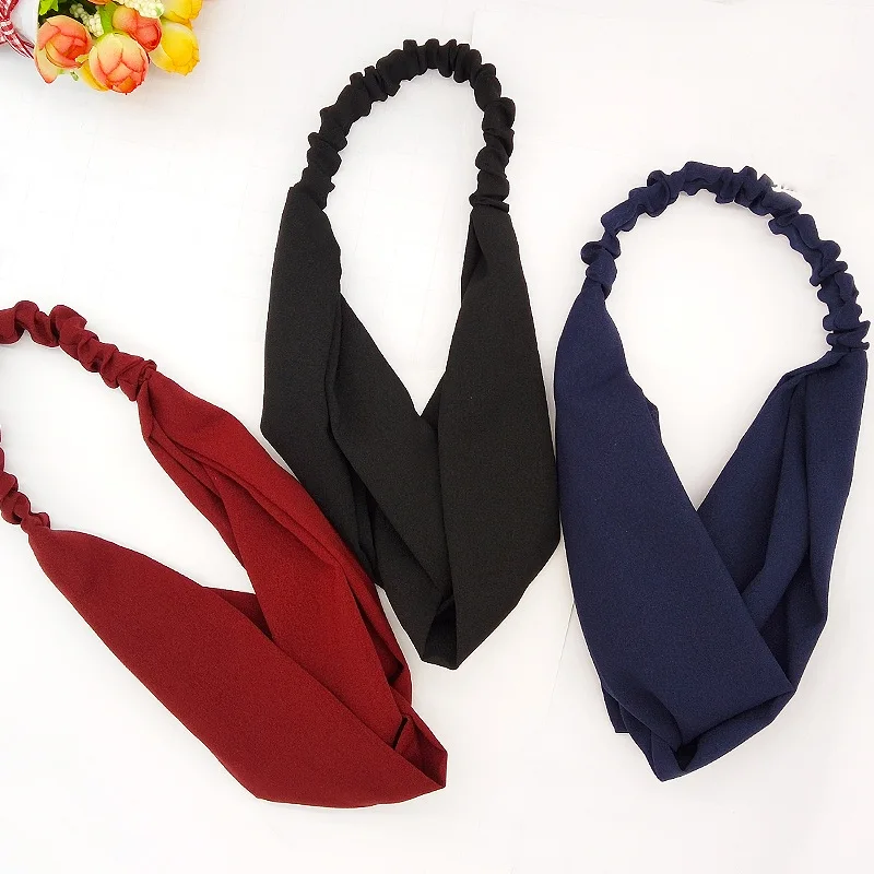 Повязка для волос женская замшевая мягкая эластичная однотонная винтажная лента