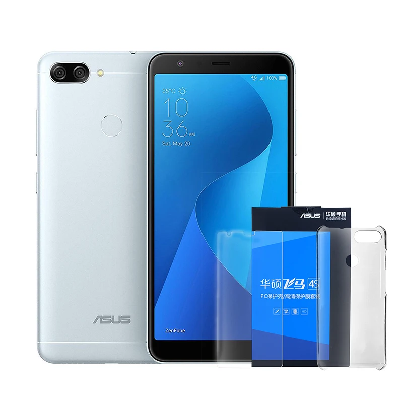 With Case N Glass Мобильный телефон Asus Zenfone Max Plus(M1) 5,7 дюймов, 18:9 FHD+ 4 ГБ, 64 Гб ПЗУ, восьмиядерный смартфон MT6750T, 4130 мАч, OTG, Android - Color: With Case N Glass