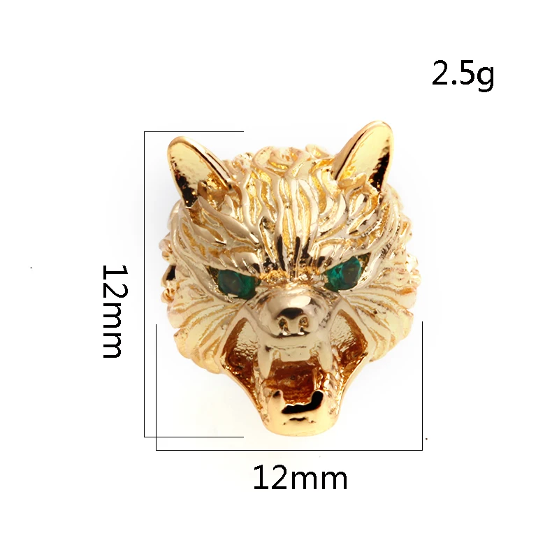 Бусины-разделители из меди и циркона в форме волчьей головы винтажные аксессуары