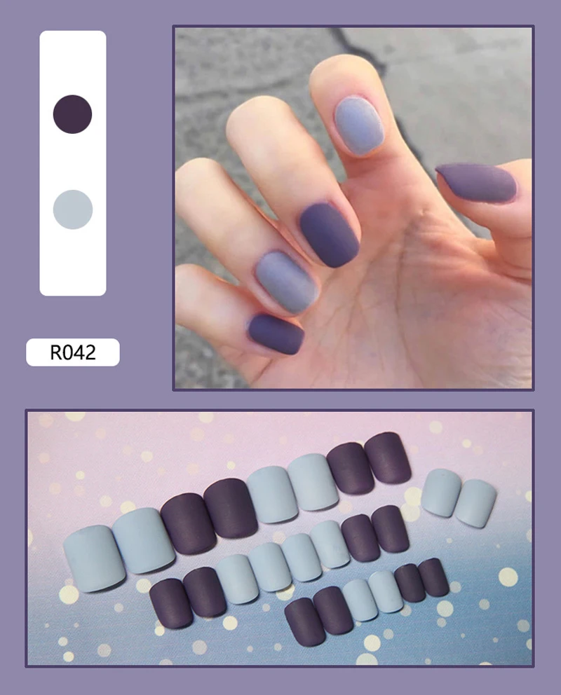 

24Pcs/Set Fake Nails Press on Nail Tips with Designs Set Artificial Fake Nails Tips Manicure Decoration Fake Nails With Glue