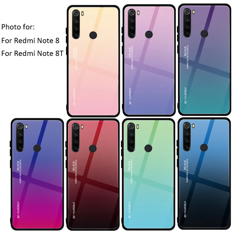 Чехол из закаленного стекла с градиентом из углеродного волокна для Xiaomi Redmi Note 8 Pro 8T